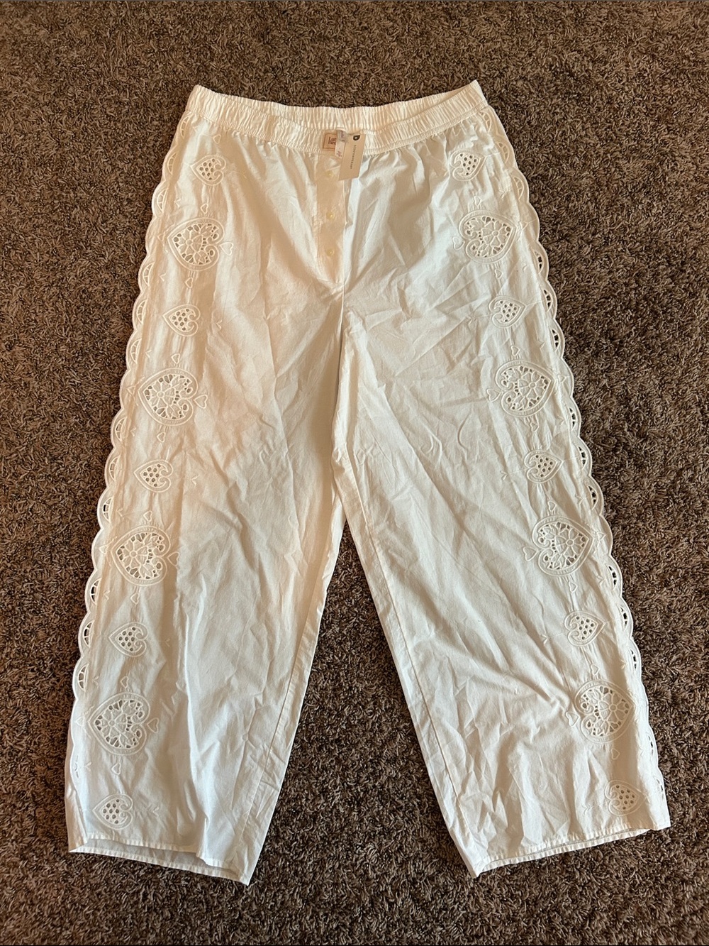 Anthropologie LyreBird Eyelet Embroidered Boxer Pant